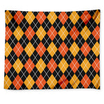 Halloween Black And Orange Argyle Print Tapestry