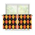 Halloween Black And Orange Argyle Print Tier Curtains