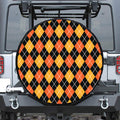 Halloween Black And Orange Argyle Print Tire Cover