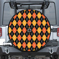 Halloween Black And Orange Argyle Print Tire Cover With Camera Hole
