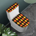 Halloween Black And Orange Argyle Print Toilet Lid And Tank Cover Set