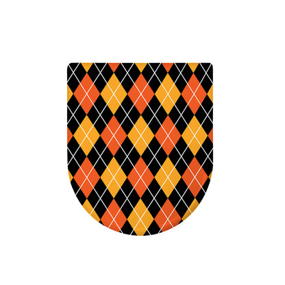 Halloween Black And Orange Argyle Print Toilet Lid Cover