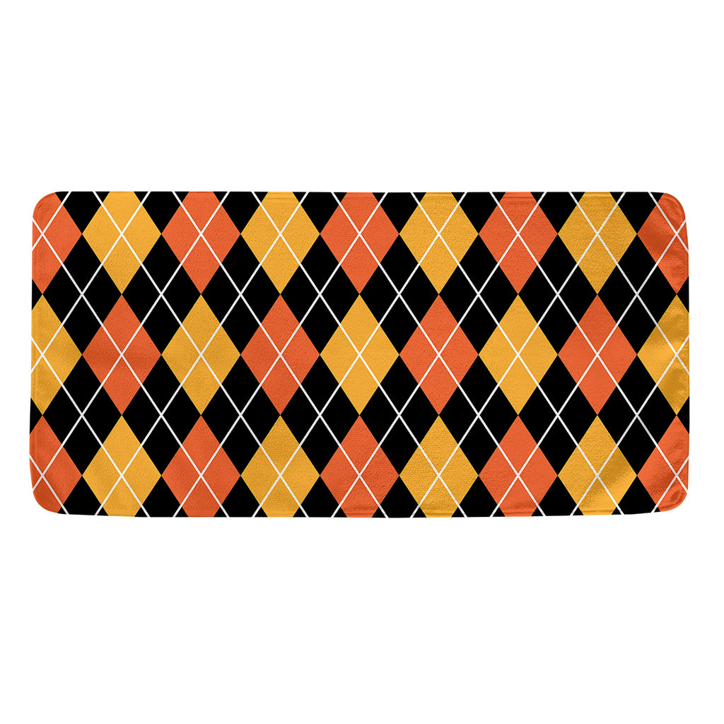 Halloween Black And Orange Argyle Print Towel