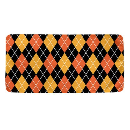 Halloween Black And Orange Argyle Print Towel