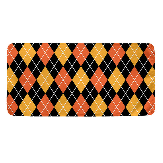 Halloween Black And Orange Argyle Print Towel