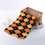 Halloween Black And Orange Argyle Print Towel