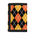 Halloween Black And Orange Argyle Print Trifold Wallet