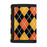 Halloween Black And Orange Argyle Print Trifold Wallet