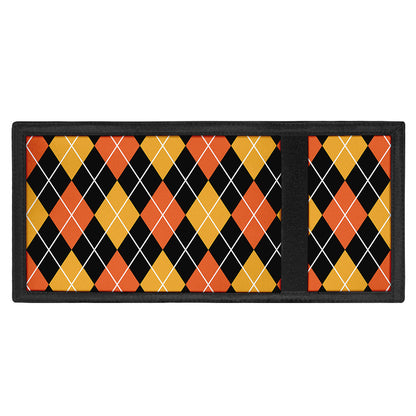 Halloween Black And Orange Argyle Print Trifold Wallet