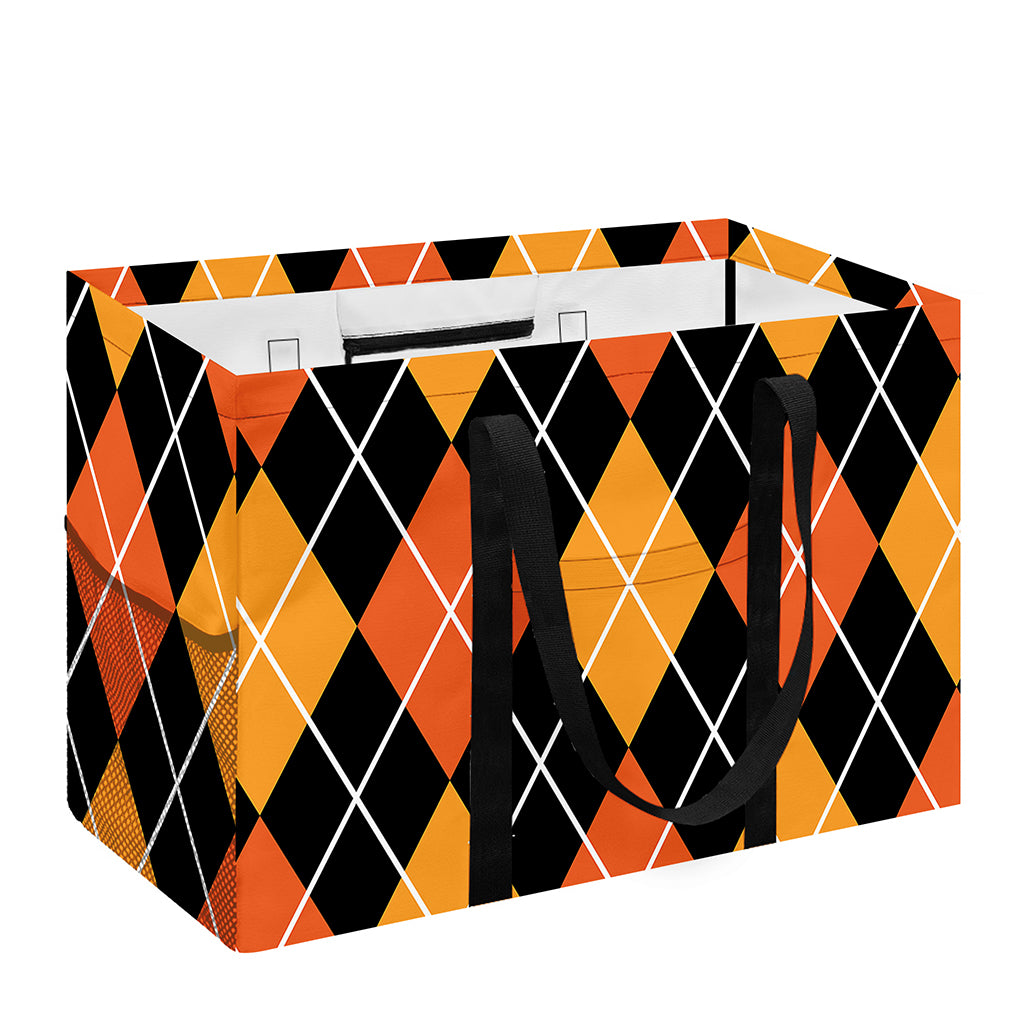 Halloween Black And Orange Argyle Print Utility Tote Bag