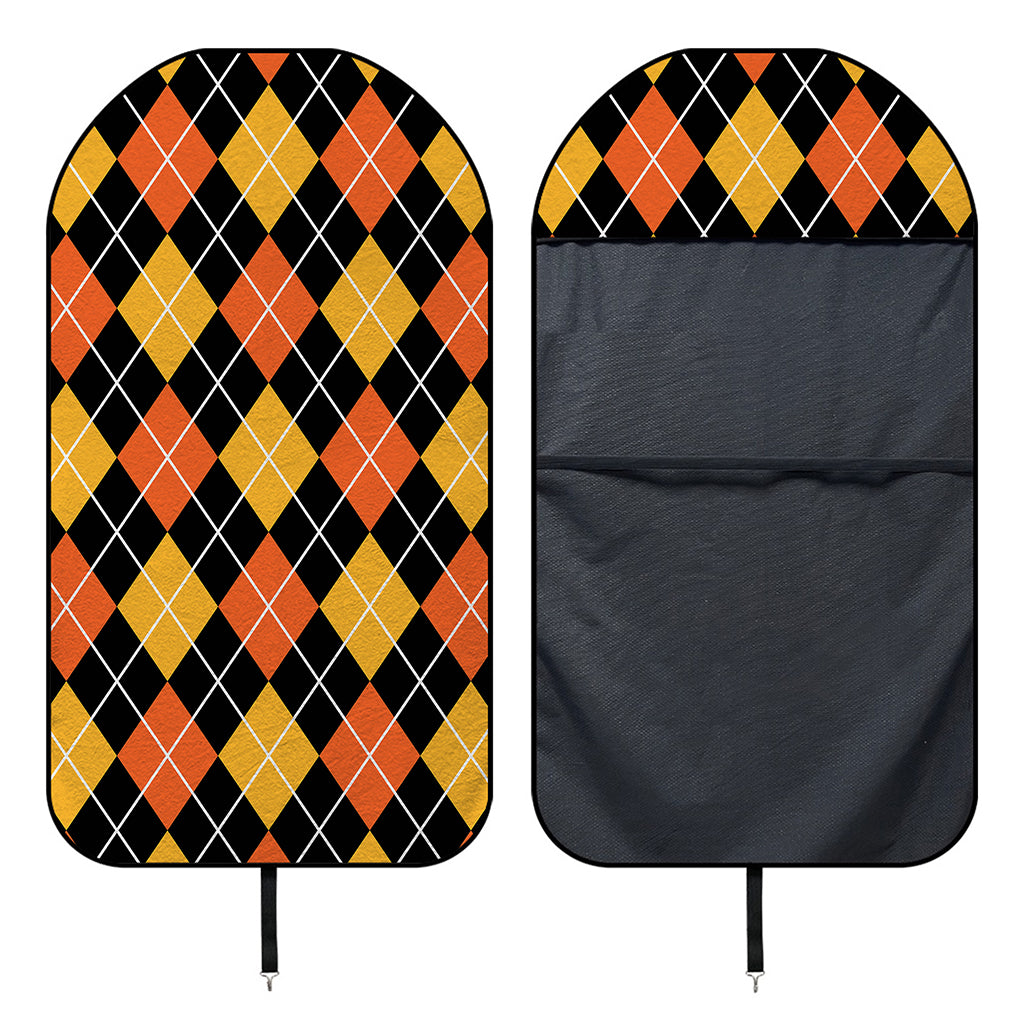 Halloween Black And Orange Argyle Print Waterproof Car Seat Cover