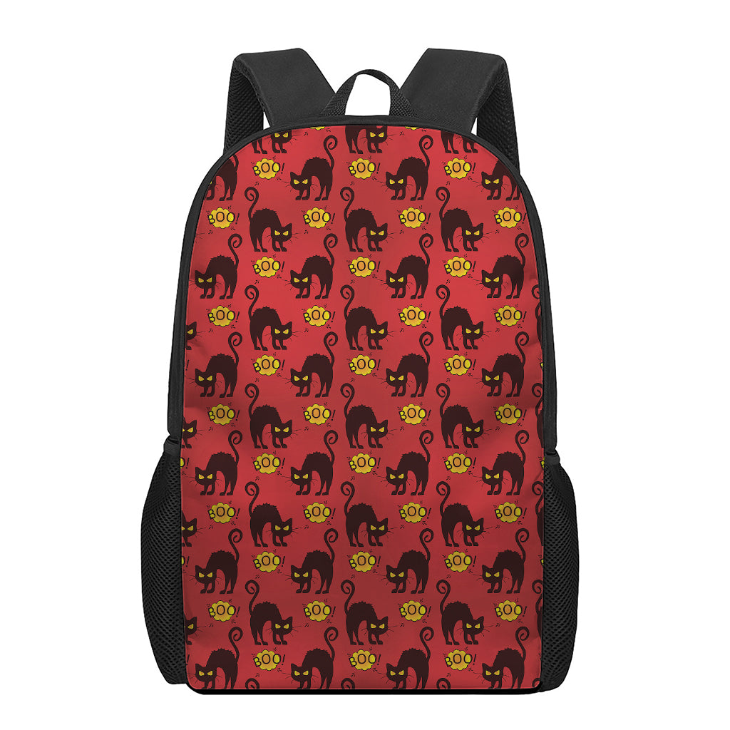 Halloween Black Cat Pattern Print 17 Inch Backpack