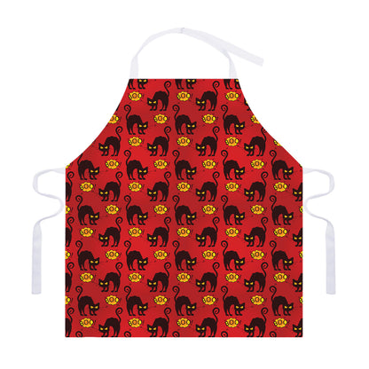 Halloween Black Cat Pattern Print Adjustable Apron