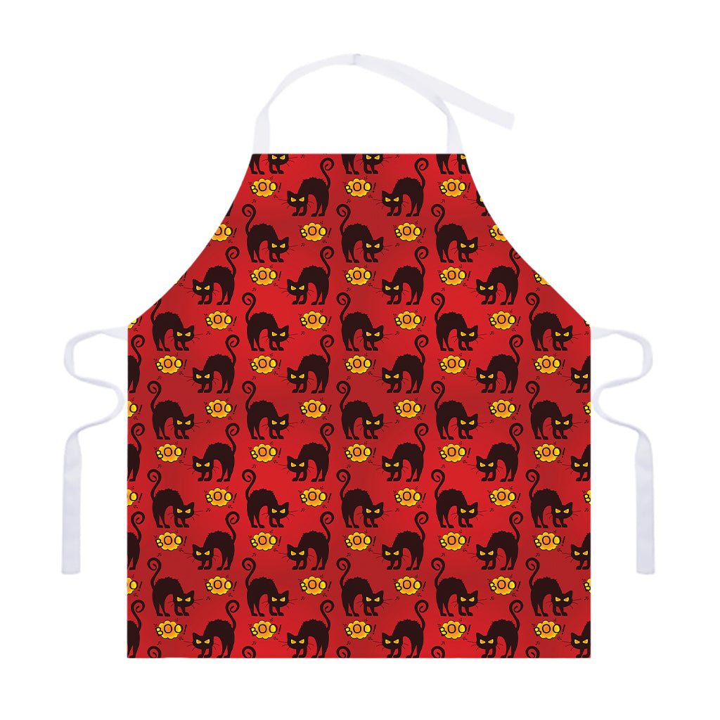 Halloween Black Cat Pattern Print Adjustable Apron