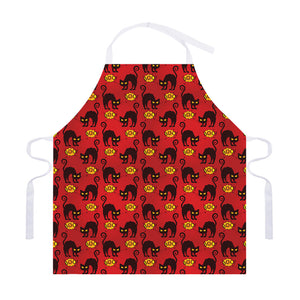 Halloween Black Cat Pattern Print Adjustable Apron