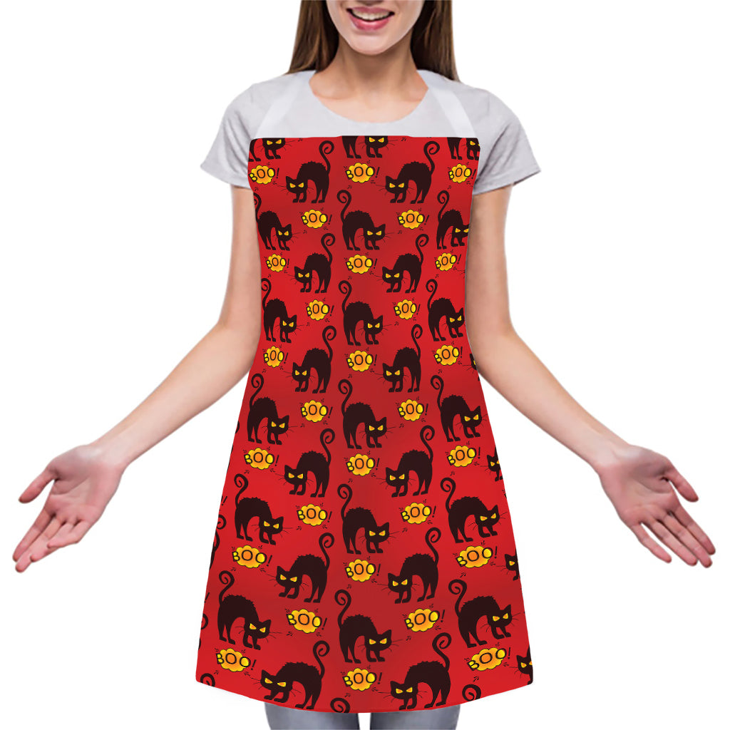 Halloween Black Cat Pattern Print Adjustable Apron