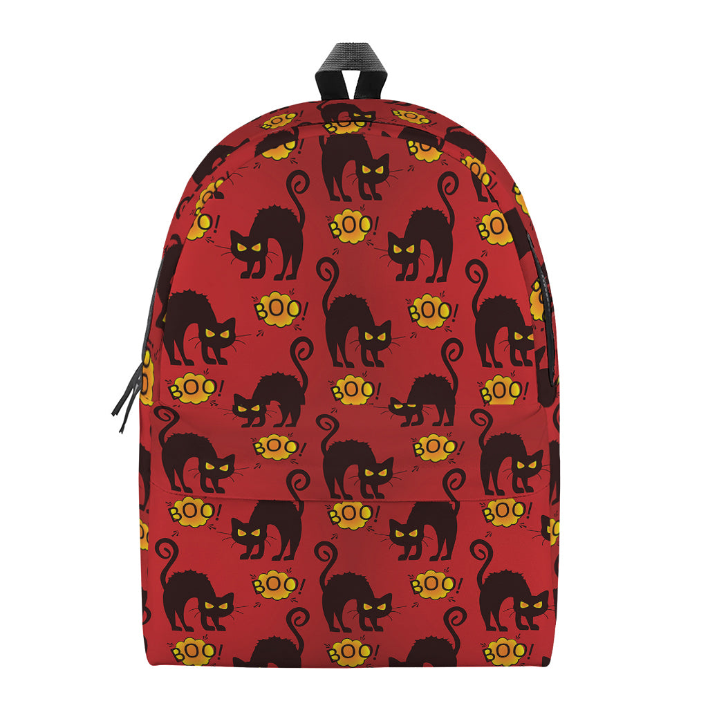 Halloween Black Cat Pattern Print Backpack