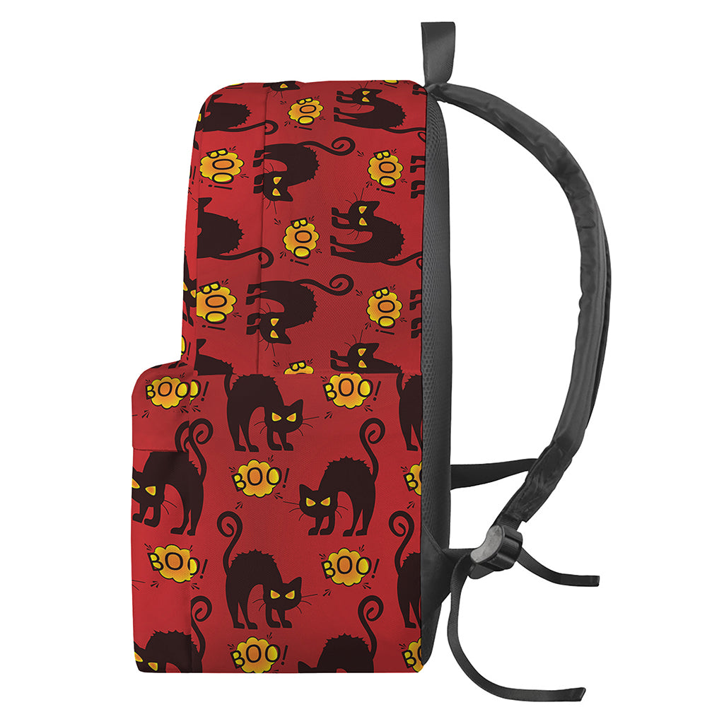 Halloween Black Cat Pattern Print Backpack