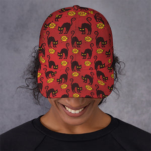 Halloween Black Cat Pattern Print Baseball Cap