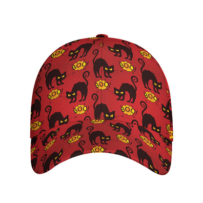 Halloween Black Cat Pattern Print Baseball Cap