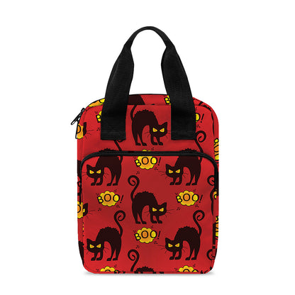 Halloween Black Cat Pattern Print Bible Tote Bag