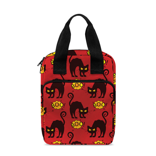 Halloween Black Cat Pattern Print Bible Tote Bag