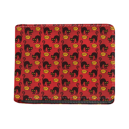 Halloween Black Cat Pattern Print Bifold Wallet