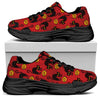 Halloween Black Cat Pattern Print Black Chunky Shoes