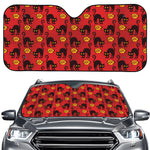 Halloween Black Cat Pattern Print Car Windshield Sun Shade