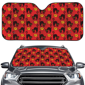 Halloween Black Cat Pattern Print Car Windshield Sun Shade