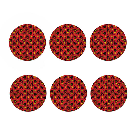 Halloween Black Cat Pattern Print Coaster Set