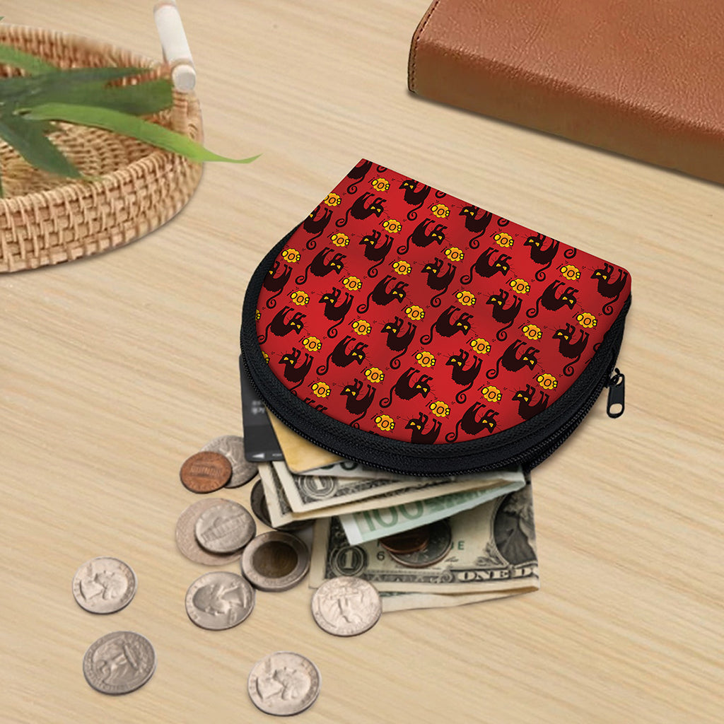Halloween Black Cat Pattern Print Coin Purse