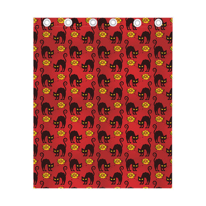 Halloween Black Cat Pattern Print Curtain