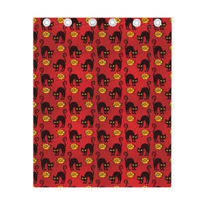 Halloween Black Cat Pattern Print Curtain