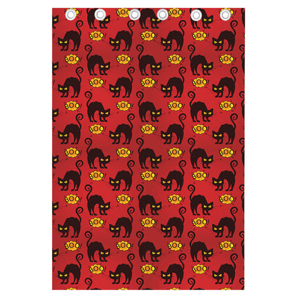 Halloween Black Cat Pattern Print Curtain