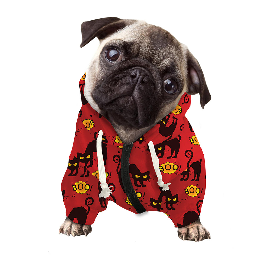 Halloween Black Cat Pattern Print Dog Zip Up Hoodie