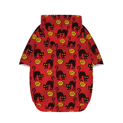 Halloween Black Cat Pattern Print Dog Zip Up Hoodie
