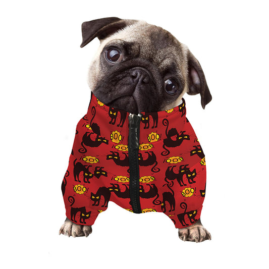 Halloween Black Cat Pattern Print Dog Zip Up Jacket