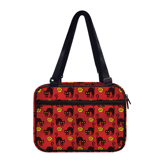 Halloween Black Cat Pattern Print Double Strap Bible Bag