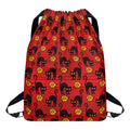 Halloween Black Cat Pattern Print Drawstring Backpack