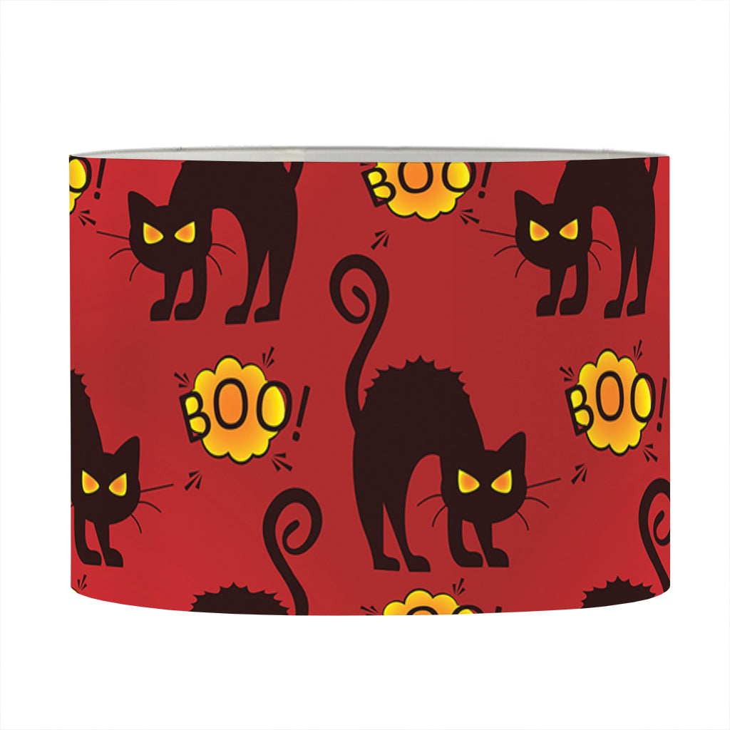 Halloween Black Cat Pattern Print Drum Lamp Shade