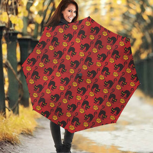 Halloween Black Cat Pattern Print Foldable Umbrella