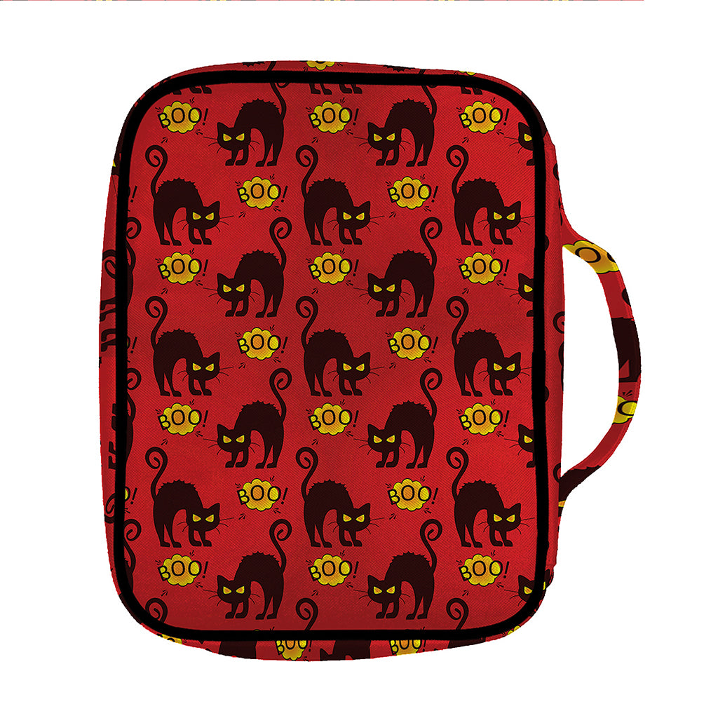 Halloween Black Cat Pattern Print Front Pocket Bible Bag