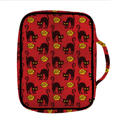 Halloween Black Cat Pattern Print Front Pocket Bible Bag
