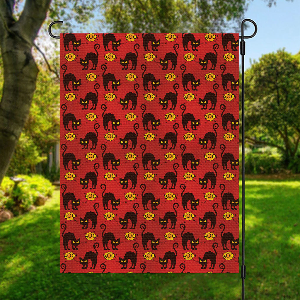 Halloween Black Cat Pattern Print Garden Flag