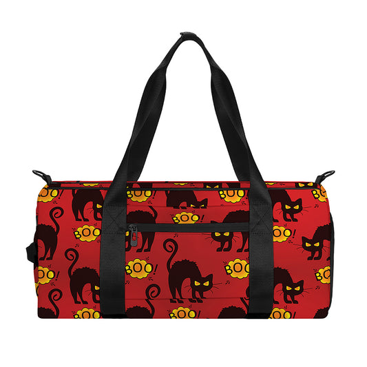 Halloween Black Cat Pattern Print Gym Bag