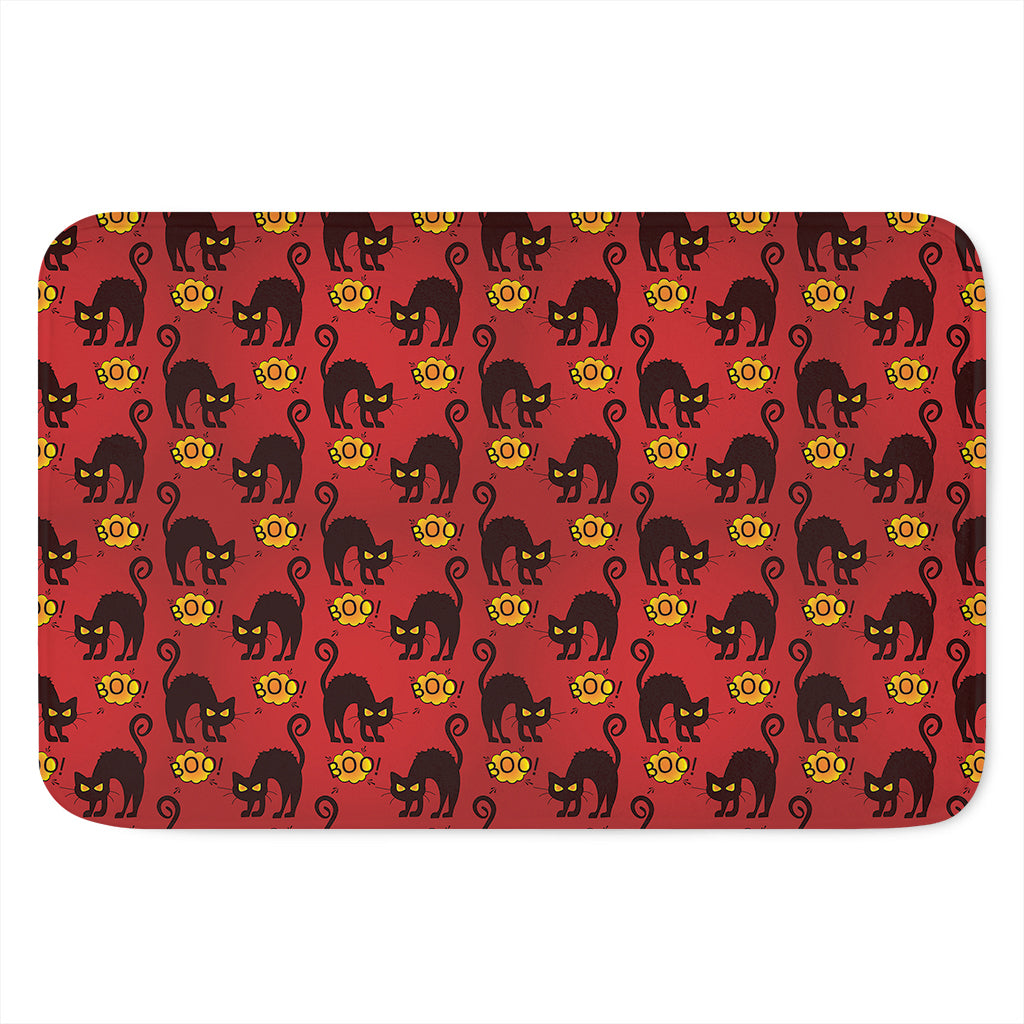 Halloween Black Cat Pattern Print Indoor Door Mat