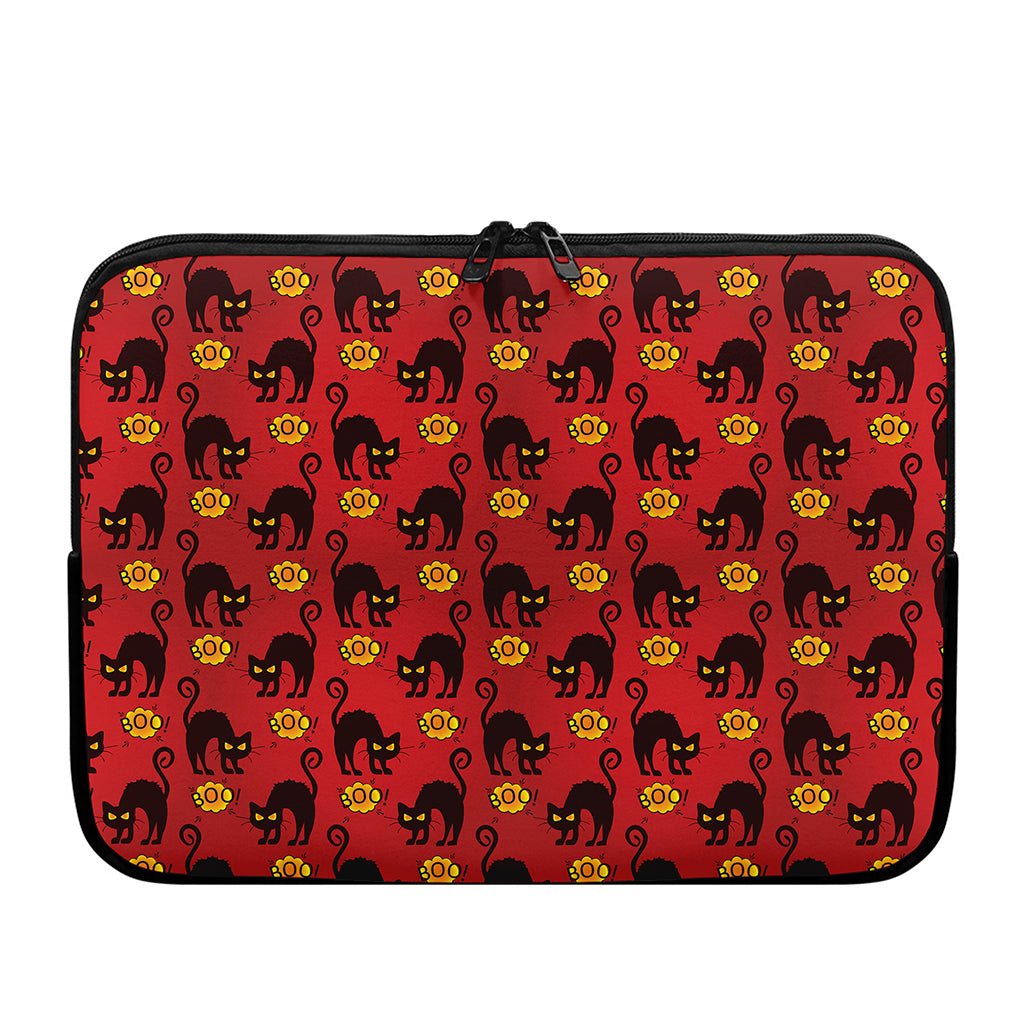 Halloween Black Cat Pattern Print Laptop Sleeve