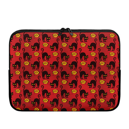 Halloween Black Cat Pattern Print Laptop Sleeve