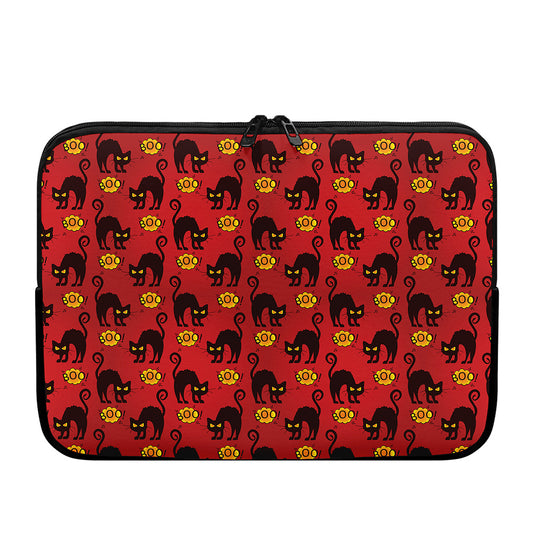 Halloween Black Cat Pattern Print Laptop Sleeve